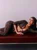 Sexy 3 Piece Set Woman Polka Dot Print Headscarf+Low-Neck Full Sleeve Tops+Metal Buckle Crop Pants Streetwear