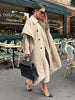 Women's Cape Trench Coat Vintage Double-breasted Long Sleeve Lapel Loose Fit Oversized Overcoat Street Autumn Irregular Jacket
