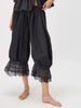 Women's Y2K Loose Fit Bloomers Cropped Pants Drawstring High Waist Floral Lace Patchwork Calf-Length Lantern Trousers