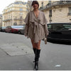 Shawl Collar Lace Up Trench Coats For Women Spring Chic Long Sleeve Windbreaker Jacket Lady High Street Outerwear