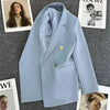 Women Suit Blazer Elegant Coat Spring Autumn Korean Blazer Double Breasted Jacket Solid Ladies Tops Clothes