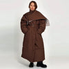 Women's Long Jackets Detachable Shawl Lace Up Waist Cinching Padded Coats Winter Lady Full Sleeve Solid Loose Coat Outerwear