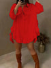 Solid Mini Party Prom White Mini Dresses Women Falbala Lapel Long Sleeve Casual Shirts Casual Vintage Blouses