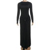 Elegant Long Sleeve Ruched Sexy Maxi Dress Women Gown Autumn Draped Bodycon Long Dresses Female Clothing