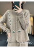 Autumn Winter Round Neck Embroidery Comfortable Ladies Sweater Coat Elegant Women Knitted Cardigan Sweater Jacket