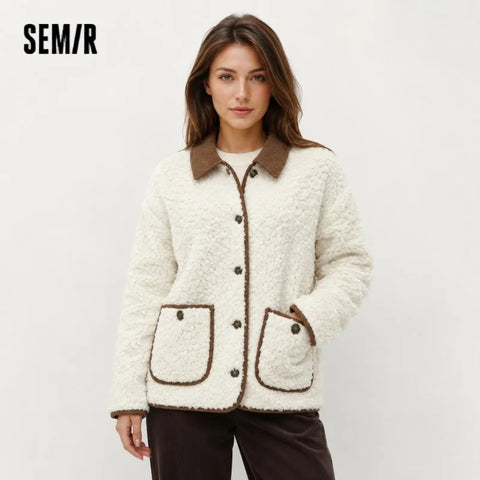 Jacket Women Faux Rabbit Fur Fleece Thick Corduroy Loose Winter Winter Clothes Woman Outerwears