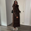 Warm Women's Puffy Quilted Hooded Long Cotton Coat Loose Solid Stand Collar Lace Up Zipper Overcoats Winter Lady Outwear