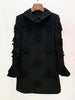 High Street Designer Women's Flare Sleeve 3D Flowers Appliques Dress