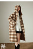 Women Woolen Long Coat Winter Nomadic Style Sheep Wool Plaid Hooded Cow Horn Buckle Female Overcoat