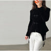 Frog Closure Velvet Tassel Jacket Slim Long Sleeve Mandarin Collar Spring Elegant Women Outerwear Chic Lady Coat