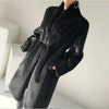 Winter Long Black Elegant Stylish Thick Warm Fluffy Hairy Soft Faux Mink Fur Coat Women Stand Collar Sashes