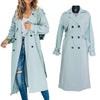 Trench Women Coats Mid Length Coat Turn Down Collar Full Sleeve Double Breasted Elegant Splice Lace Up Jackets Autumn