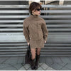 Vintage Solid Suede Skirt Two Piece Set Women Stand Collar Full Sleeve Zipper Jacket Mini Skirts Autumn Lady Streetwear