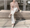 Women's Short Jacket Spring Autumn Round Neck Temperament Tweed Lady Outerwear Long Sleeve Ladies Leisure Coat