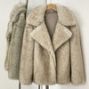Mueyeruho Winter Women Faux Fur Jacket Coat Solid Khaki Long Sleeve Thick Warm Overcoat Outwear Fluffy Coat For Women