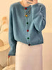 Japanese Sweet and Fresh Round Neck Colorful Button Knitwear Coat Academy Style Western Versatile Sweater Women's Cardigans