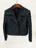 High Street Star Style Designer Jacket Women's Beaded Floral Jacquard Trimmed Jacket