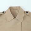 Women Khaki Double Breasted Short Trench Jacket Vintage Notched Neck Long Sleeve Female Chic Lady Coat Outfits