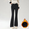 Winter Women's Warm Fleece Jeans Vintage Slim Flare Pants Elastic Korean Female Plush Velvet Thermal Denim Trousers