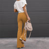 Corduroy Casual Trousers Women Autumn Winter Solid High-waist Flare Pants Lady Slim Black Gray Khaki Orange Long Pants