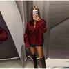 Red Suede Lapel Moto Jacket Oversized Zipped Long Sleeve Autumn Women Streetwear Biker Coat Versatile Lady Jaqueta