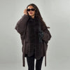Vintage Faux Fur Patchwork Women Thicken Coat Long Sleeve Belt V-neck Female Outwear Winter Lady Streetwear