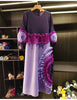 Pleated Tie Flower Long Sleeve Women's Dress Chic Loose Colorblock Patchwork Design Beading Famale Clothing 2DB6651