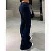Lady Retro High Waist Flared Jeans Girls Stretch Thin Slim Fit Denim Pants Women Korean Leisure Solid Trousers