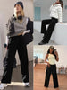 Warm Fleece Lined Wide Leg Pants Winter High Waist Warm Straight Leg Pants Women's Soft Apparel Casual Long Trouser Outdoor Wear