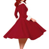 Year Christmas Dress Women Christmas Sexy Costume Long Sleeve V Neck Plush Warm Party Pleated Elegant Tunic Swing Dresses