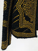 High Street F/W Designer Jacket Women's Metal Rivet Beaded Tweed Jacket