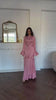 High Neck Ruffled Bell Sleeve Belted Waist Tiered Hem Elegant Maxi Dress Women Formal Evening Gown