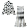Sexy V Neck Polka Dots Satin Long Dress Women's Hight Waist Evening Dress Elegant Draped Long Sleeve Ribbon Slim Gowns