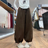 Cute Ruffled Hem Bloomers Pants Woman Japanese Lazy Style Loose Breathable Wide Leg Pants Autumn Y2K Women's Bottoms
