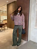Women Round Neck Tweed Jacket Fringe Trim Long Sleeve Open Front Cropped Texture Outerwear Lady Elegant Daily Street Coat