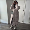 Winter Warm Stand Neck Long Lace Up Down Jackets Women Solid Ruff Soft Waist-cinching Coat Female Winter Chic Jackets