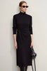 Dresses Woman Winter Elegant Commuter Turtleneck Lace-up Dress Women's Knitted Straight Solid Color Skirt 12544088