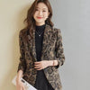 Women Leopard Printed Woolen Blazer Long Sleeve Single Breasted Autumn Winter Jacket Streetwear Ladies Blazer Female Outerwear