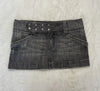 Y2K Adjustable Waist Mini Skirt Harajuku Girl Solid Color Retro Gray Denim Skirt Women Gothic Slim Hip Low Waist Short Skirt