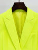 High Street Designer Jacket Women Peak Strong Shoulder Double Breasted Long Blazer Fluorescein
