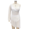 MiDee Velvet 3 Piece Dance Set Women Girls Modern Ballet Puff Sleeve Mesh Dress Asymmetrical Skirt Stage Performance Costume