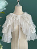 Lolita Short Shawl Coat Women Sweet Kawaii Lace Mesh Open Front Poncho Gothic Girls Retro Cute Princess Capes Outerwear