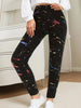 Black Inkjet Plus Size Sports Tight Women's Leggings High Elasticity Casual Fitness And Ankle Nine Point Pants