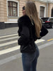 Knit Fluffy Cardigan Sweater Women's Ribbed Long Sleeve V-Neck Fluffy Elegant jacket Coat Female Knitwear Cardigan