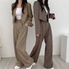 Suit Coat 2 Piece Set Women Blazer Jacket Straight Pants Ensemble Single Breasted Turn Down Collar Trousers Office Lady Outfits