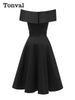 Vintage Off the Shoulder Party Sexy Evening Birthday Dresses Prom Elegant Women Fit and Flare Cotton Dress
