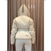Casual Belted Hooded Cotton Coats Women Solid Full Sleeve Stand Collar Zipper Padded Coat Lady Winter Daily Street Wear