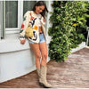 Chic Embroidery Pink Lace Up Woman Short Coat Casual Long Sleeves V Neck Jacket Autumn Lady Commuter Street Outerwear