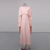 Elegant Long Sleeves Dresses Spring Women Bell Sleeve Long Dress Autumn High Waist Pullover Loose Knee Length Dress
