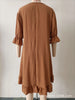Elegant V-Neck Midi Sleeve Dress with Hem Ruffle Detail European And American Woven Fabric Women's